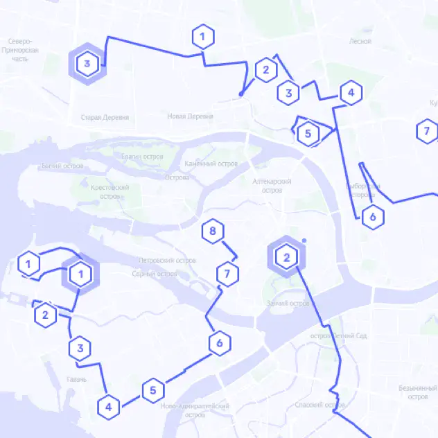 Результат работы комбинаторного оптимизатора Veeroute при оптимизации доставки